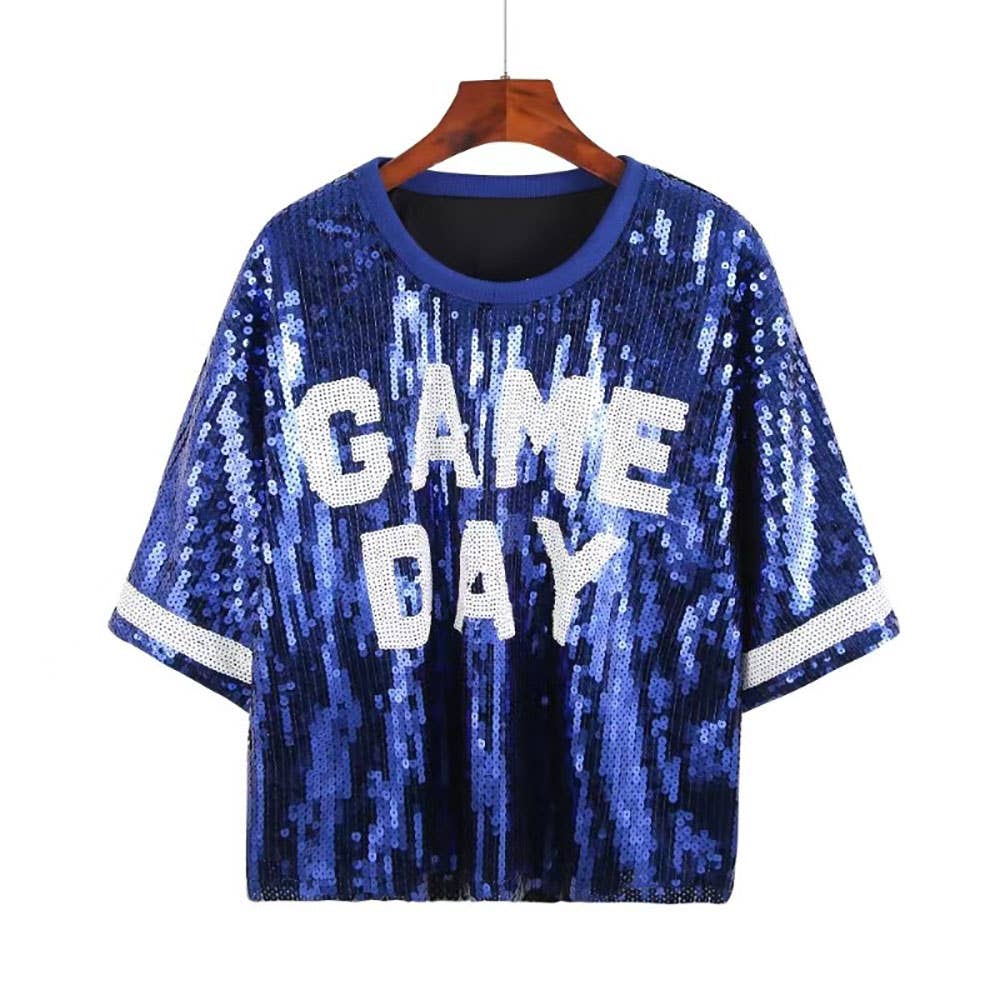 Sensibling Corp. - Wholesale T-Shirt - Women's - GAME DAY Sequin Crop Top10