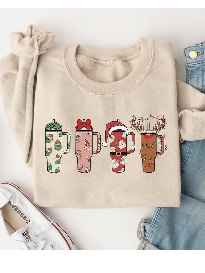 MERRY CHRISTMAS UNISEX FLEECE GRAPHIC SWEATSHIRT for wholesale by Pink Irene Wholesale