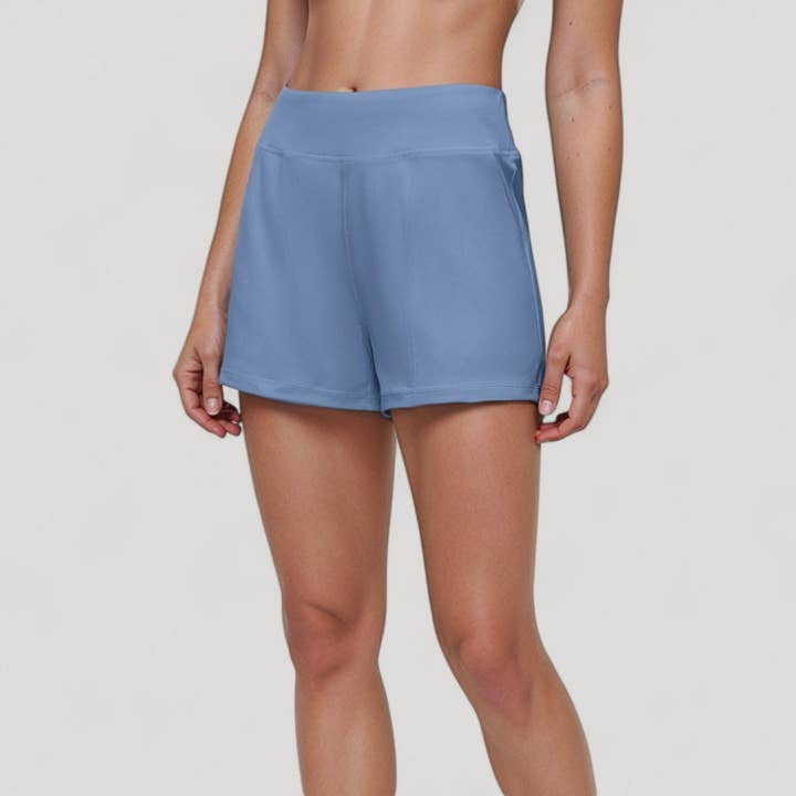 Active by Anna-Kaci - Wholesale Athletic Shorts - Women's - High Waist Performance Shorts with Wide Waistband and Side P23