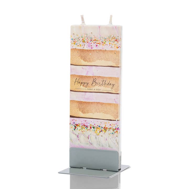 Flatyz EU - Wholesale Novelty Candle - Flat Hand-crafted Candle - Happy Birthday Make A Wish Cake0