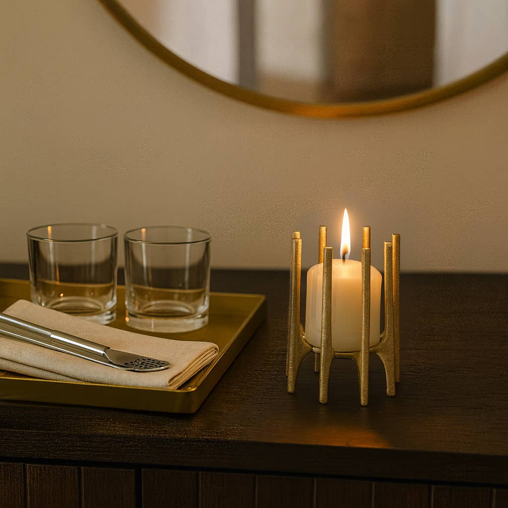 Sagebrook Home - Vendita all'ingrosso Portacandele - Portacandele - Gambe a Spillo in Metallo Dorato, 15 cm.2