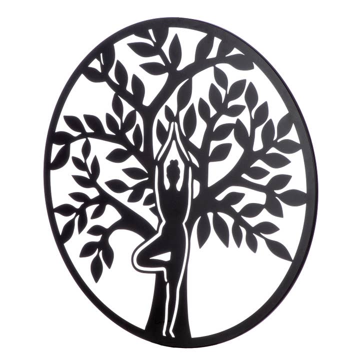 black Namaste round wall relief, h.60 cm for wholesale on Faire3