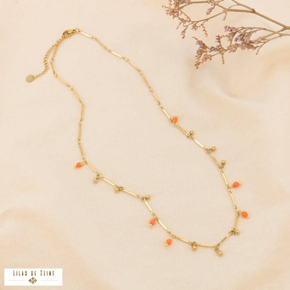 Lilas de Seine - Wholesale Pendant/Charm Necklace - Stainless steel bead charm necklace stone 01240736