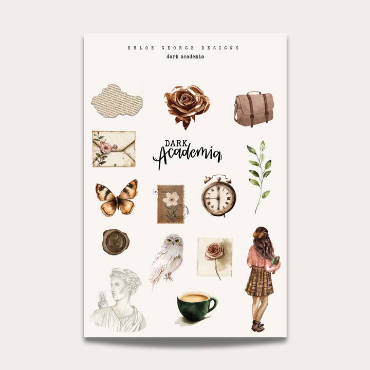 Feuille d'autocollants Dark Academia pour la vente par Khloe George Designs