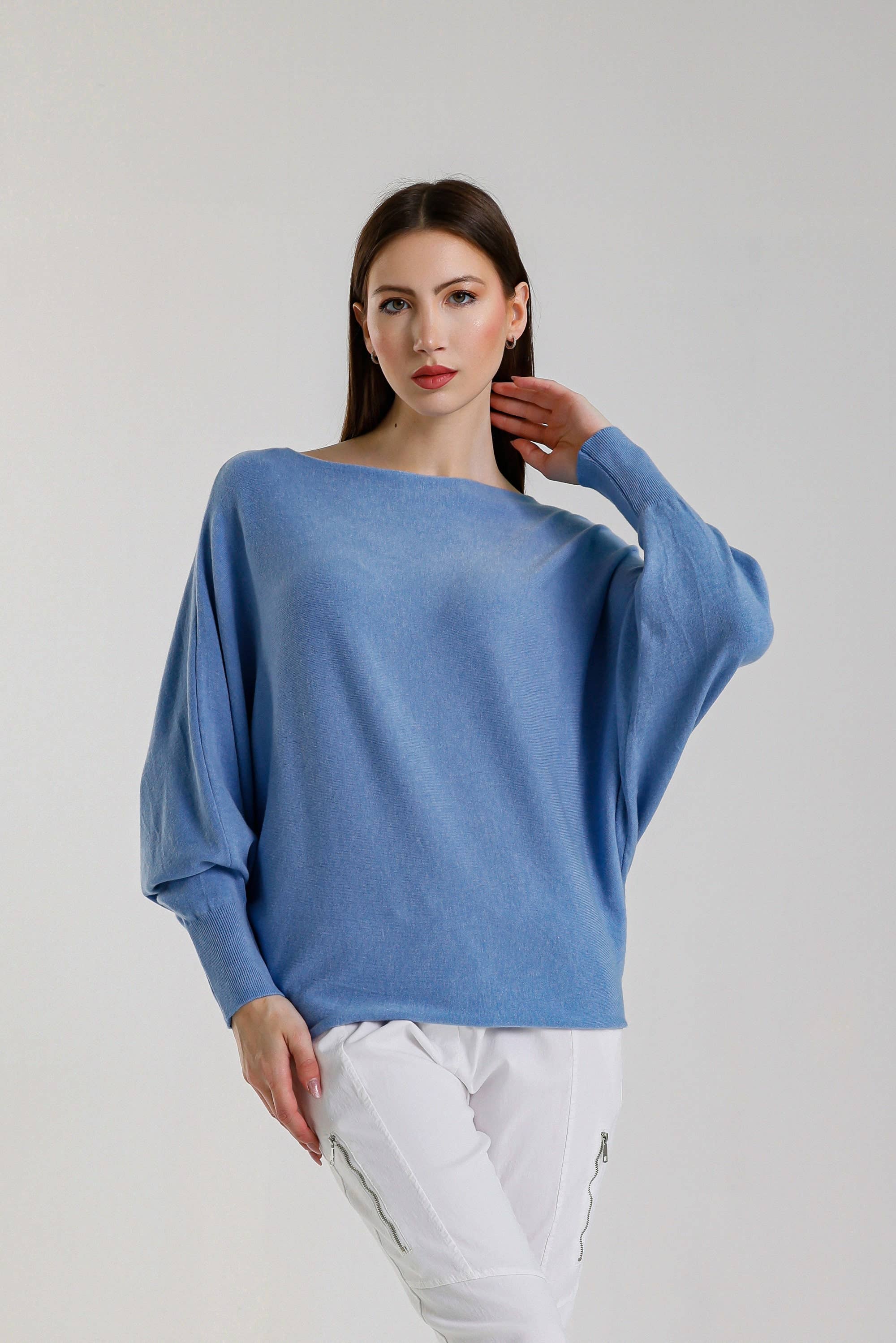 TINA Stephens Italy/Tees By Tina – Engroshandel Pullover - Dame – Mylah seriøst blød batwing sweater (BLS413)40