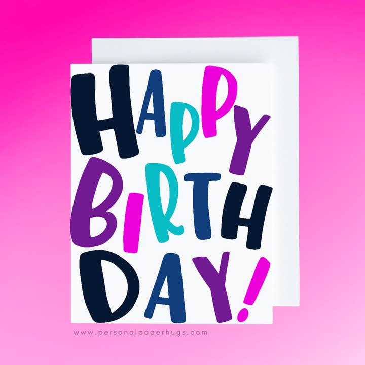 Bold Colorful Happy Birthday Card for wholesale by Personal Paper Hugs