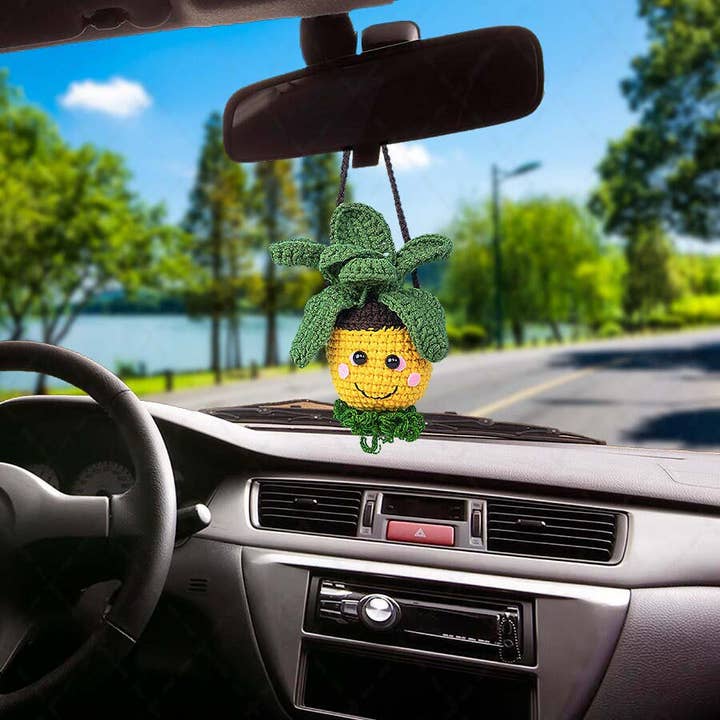 TOMOPOD LLC - Wholesale Car Decorative Charm - Women's - Cute Crochet Pineapple Car Mirror Hanging, Fruit Car Charm