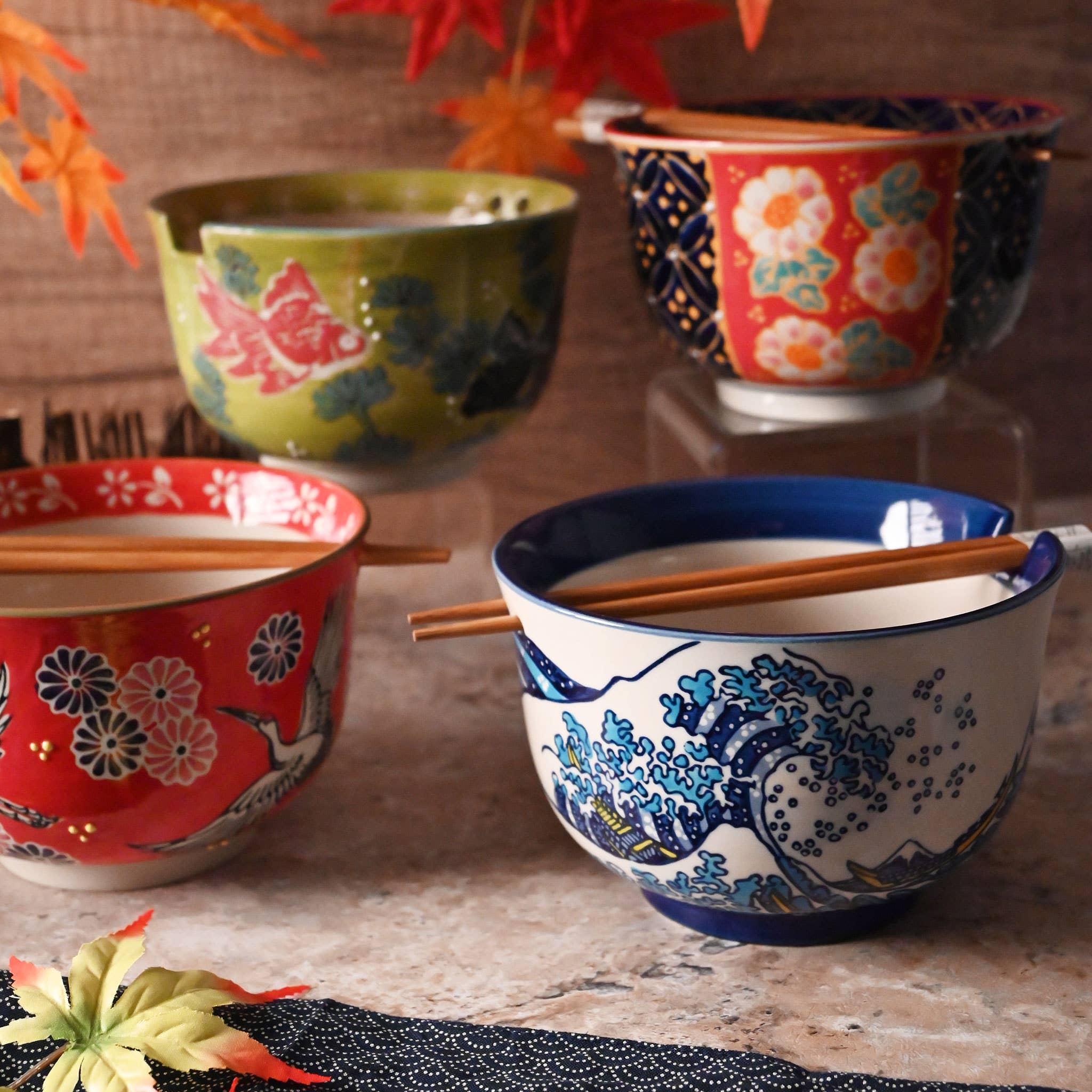 Fuji Merchandise Corporation - Wholesale Bowl - MIRA 6" BOWL WITH CHOPSTICKS – BLUE HOKUSAI4