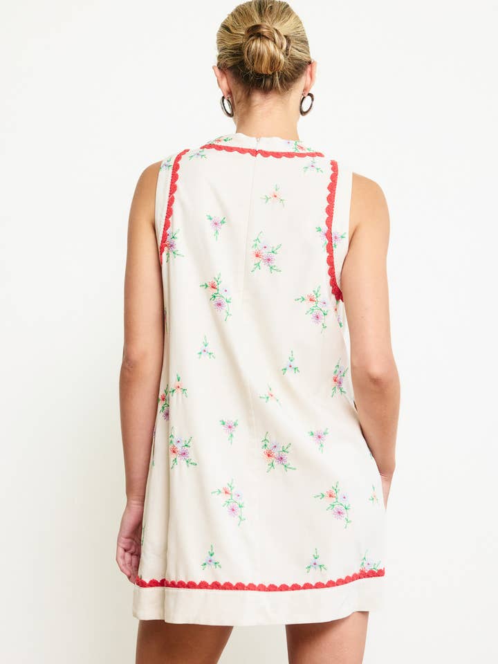 DEEP CREAM Embroidered Shift Dress - RD1186 for wholesale on Faire