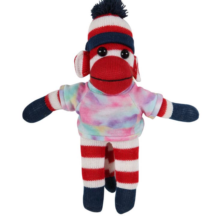 Patriot Sock Monkey Bean Bag animal 10" for wholesale by Plushland