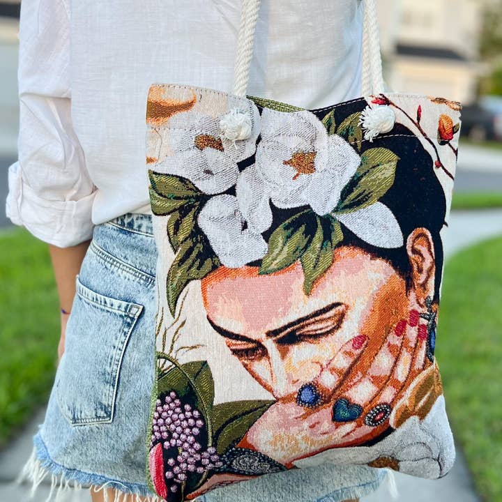 Umays Boho - Wholesale Tote Bag - Women's - Woven Fabric Tote Bag, Frida Kahlo Design Shoulder Bag3