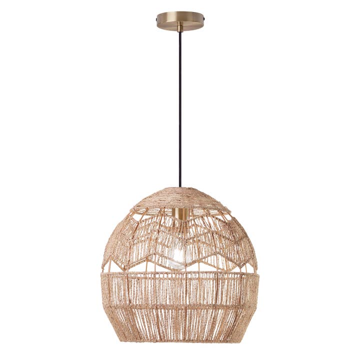 River of Goods - Wholesale Chandelier/Hanging Light - 15.5"H Xiomara Brown Hemp Cage Hanging Pendant Light1