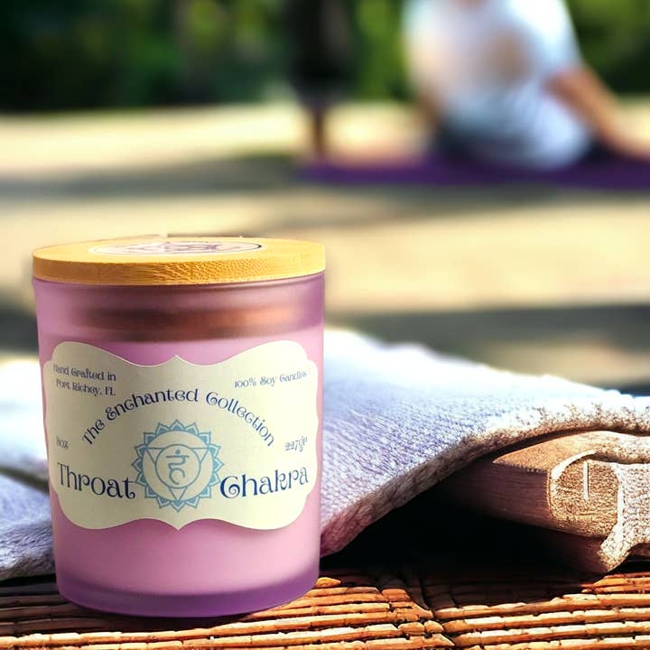 Throat Chakra Intention Candle for wholesale by Shining Star Candle Company
