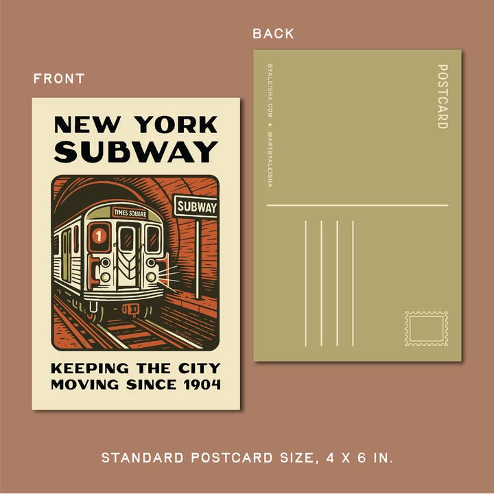 By Aleisha - Wholesale Postcard - New York Subway Retro Postcard1