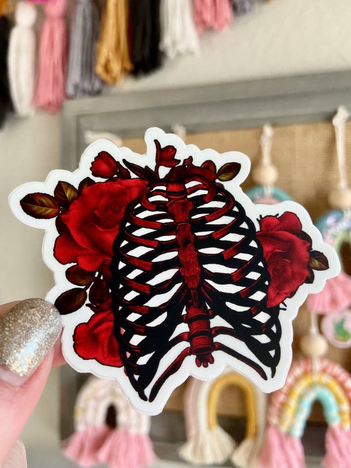 Sticker cage côtelée rose pour la vente par Mel's Crafty Corner