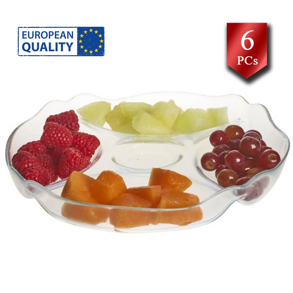 Hakan – Bandeja de servir por atacado – Bandeja de servir dividida em vidro Pasabahce, prato de relish transparente1