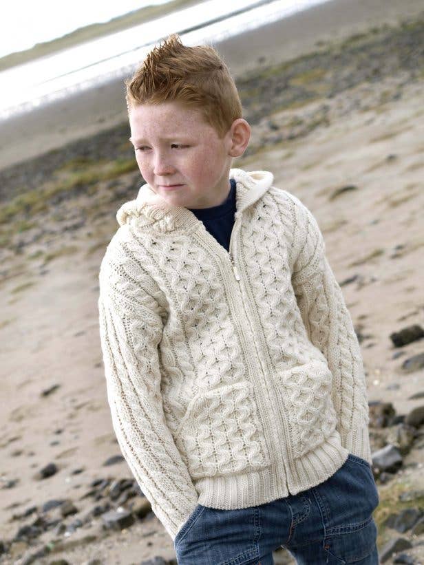 Aran Crafts - Wholesale Cardigan - Kids - Childs Hooded Cardigan HD4039