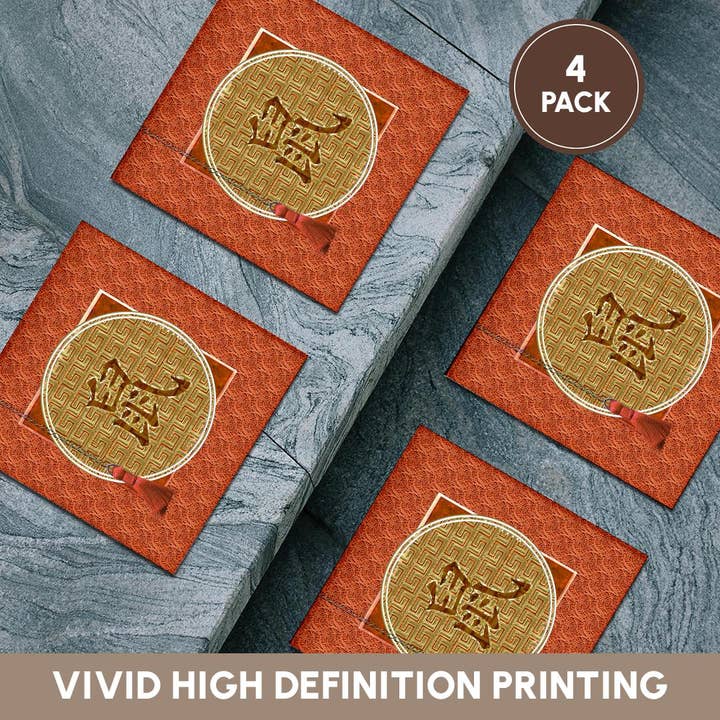 3dRose - Wholesale Coasters - 3dRose, image of Sign of the Blessing, Chinese, Tassel, Asian Design, Orange , Coaster5