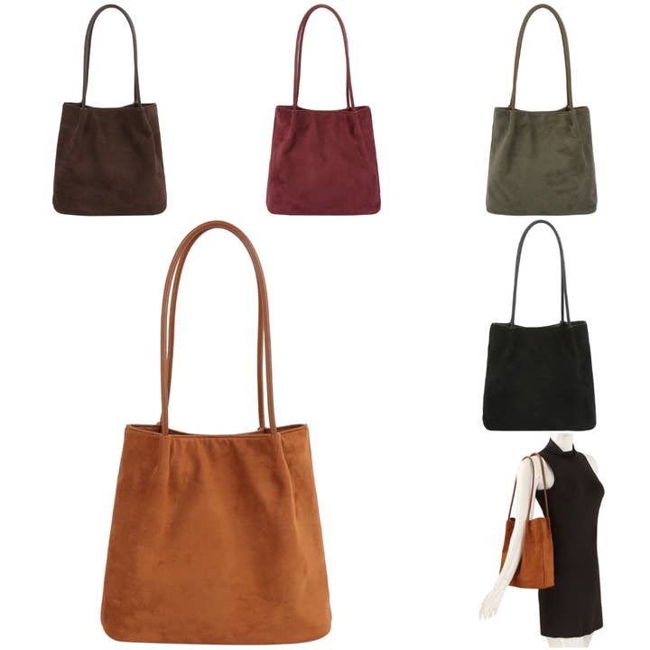 Minimalist Faux Suede Shoulder Tote Bag GMG-0103 and other Purchase Wholesale faux suede fabric. Free Returns & Net 60 Terms on Faire trending on Faire.