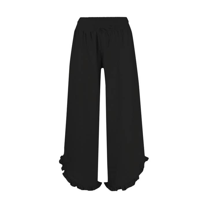 Rosa Clothing - Wholesale Pants - Women's - Casual ruffle shirred wide-leg crop pants2