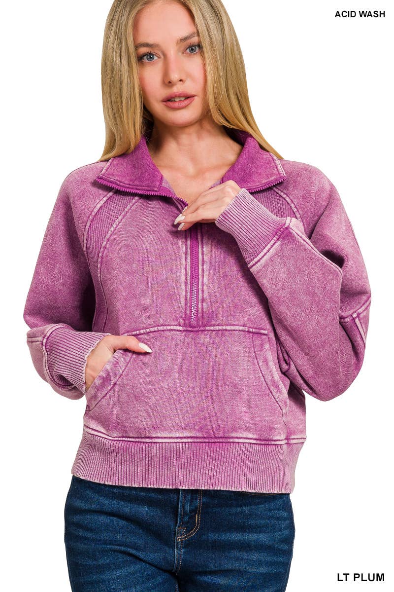 42POPS - Wholesale Sweatshirt - Women's - `.Half Zip Cropped Pullover42