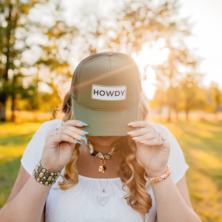 Taylor River Ranch - Wholesale Trucker hat – Women’s - HOWDY - Embroidered Patch on Trucker Hat1