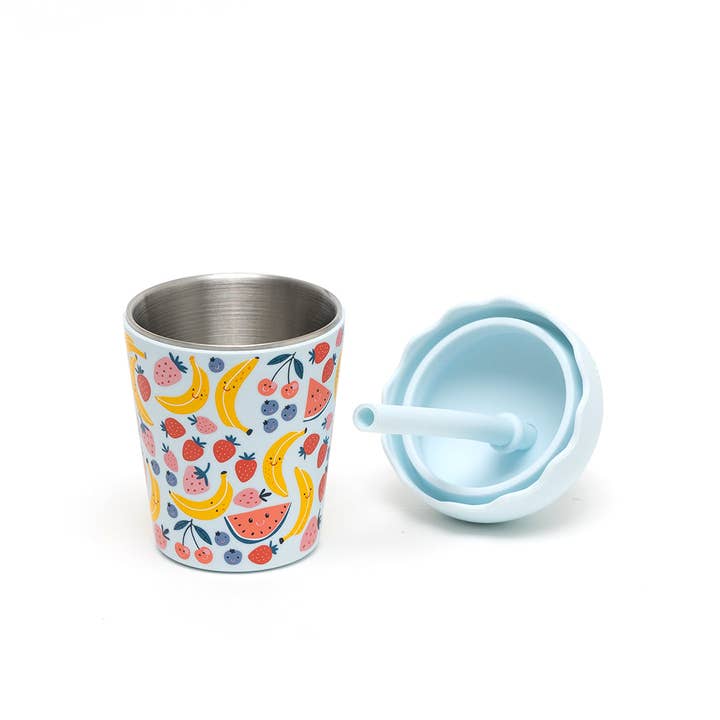 Chino Club - Wholesale Drinking glass/cup – Kids & Baby - Fruits Blue Mini Smoothie Cup & Straw 200ml1