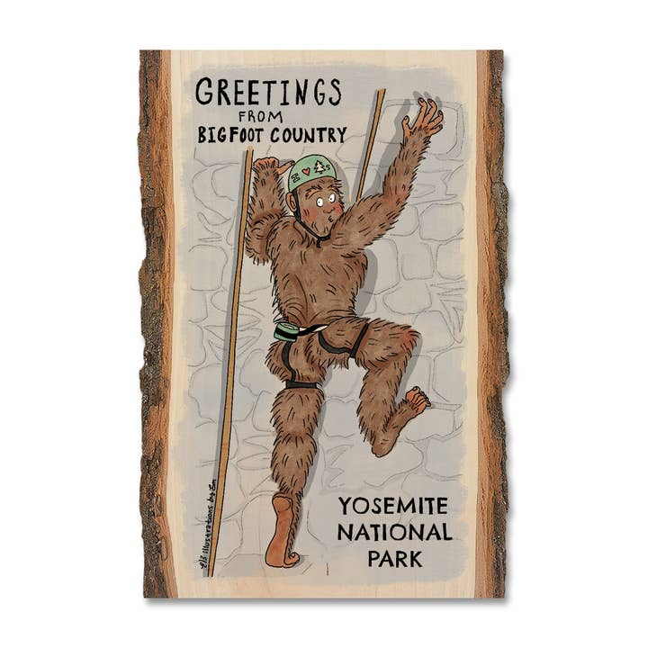 Bigfoot Climber - Wood Postcard & Magnets - Custom Namedrop for wholesale by DaydreamHQ