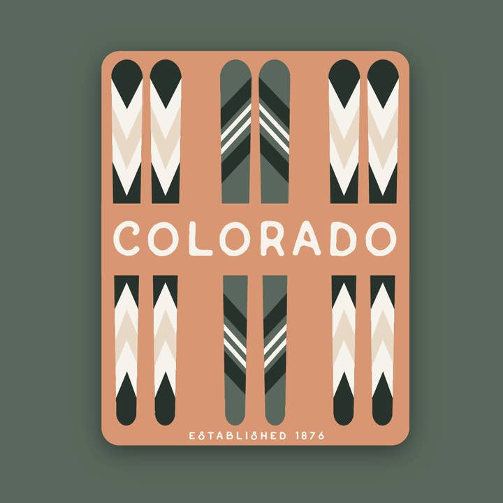 Colorado Vintage Skis Sticker for wholesale by Snow Business USA