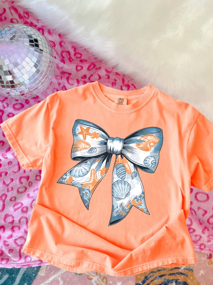 Seashell Bow Short Sleeve Tee for wholesale by Front Porch Boutique