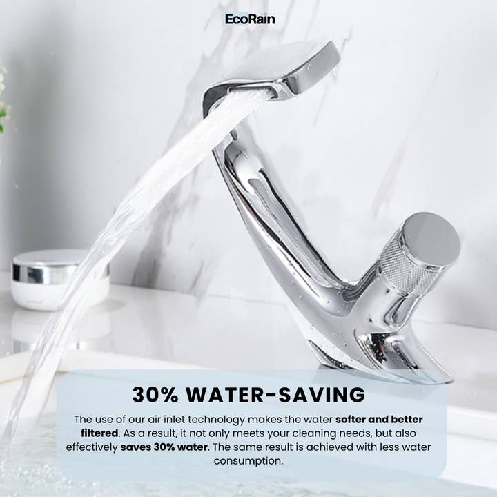 EcoRain - Vente Crochets muraux - Robinet de lavabo EcoRain Tom avec effet cascade - Noir1