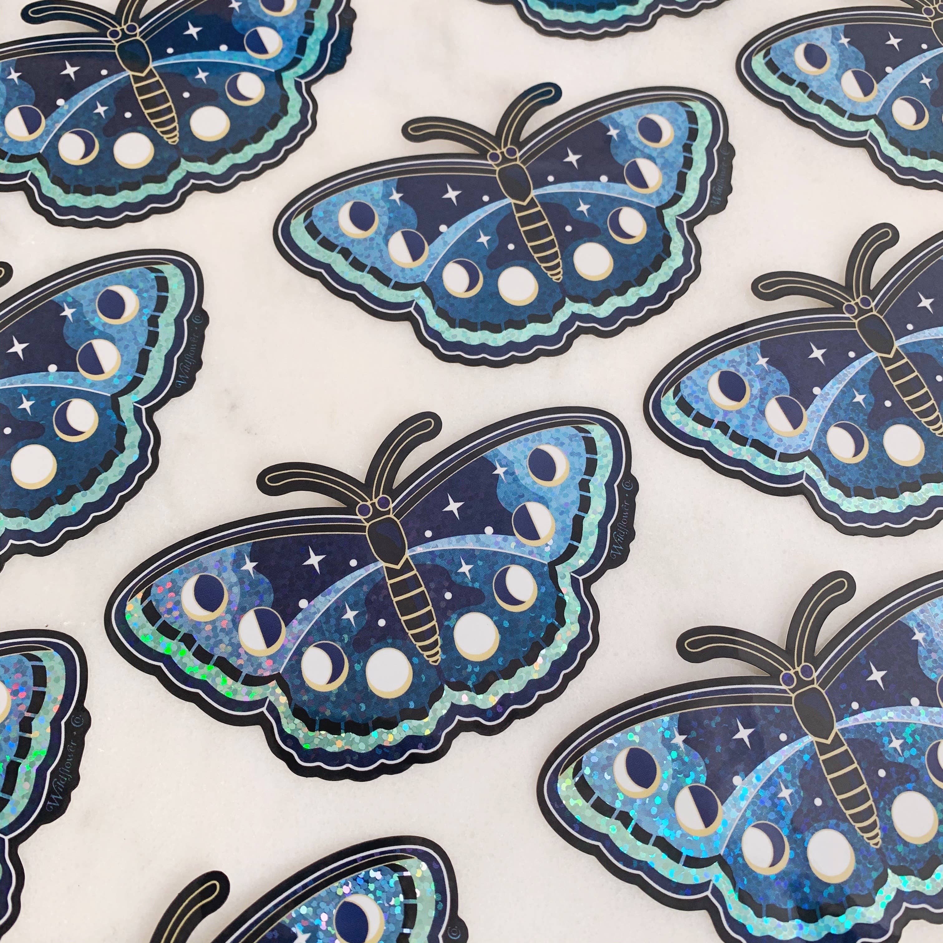 Wildflower + Co. - Wholesale Sticker - Lunar Butterfly Sticker - Glitter Holographic!3