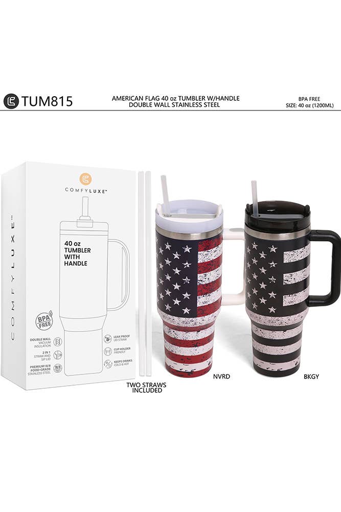 Hana - Vendita all'ingrosso Bicchiere/tazza termica - Bicchiere con manico con bandiera americana da 40 once2