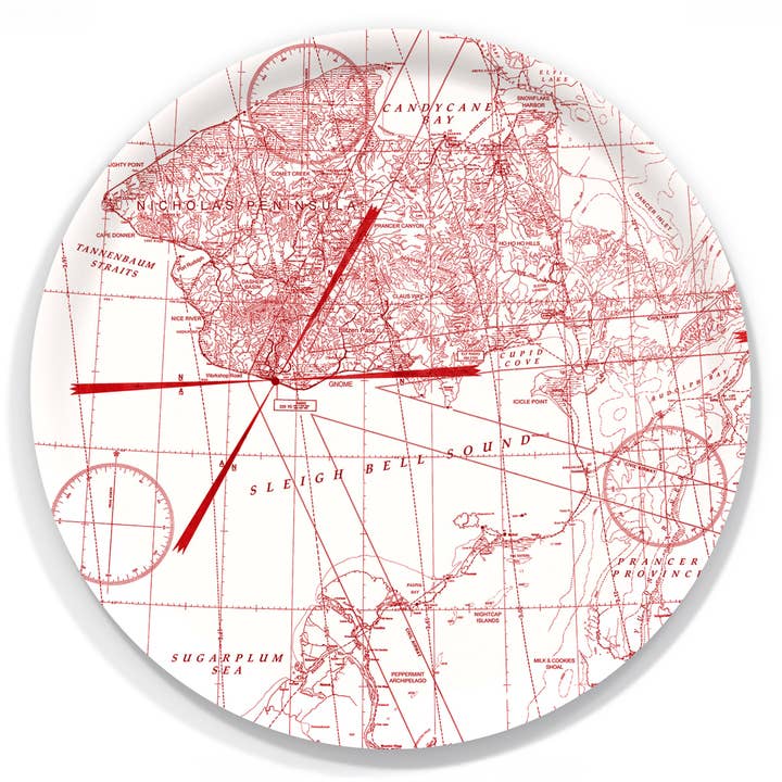 White Holiday Hunt Large Round Tray for wholesale by Caskata