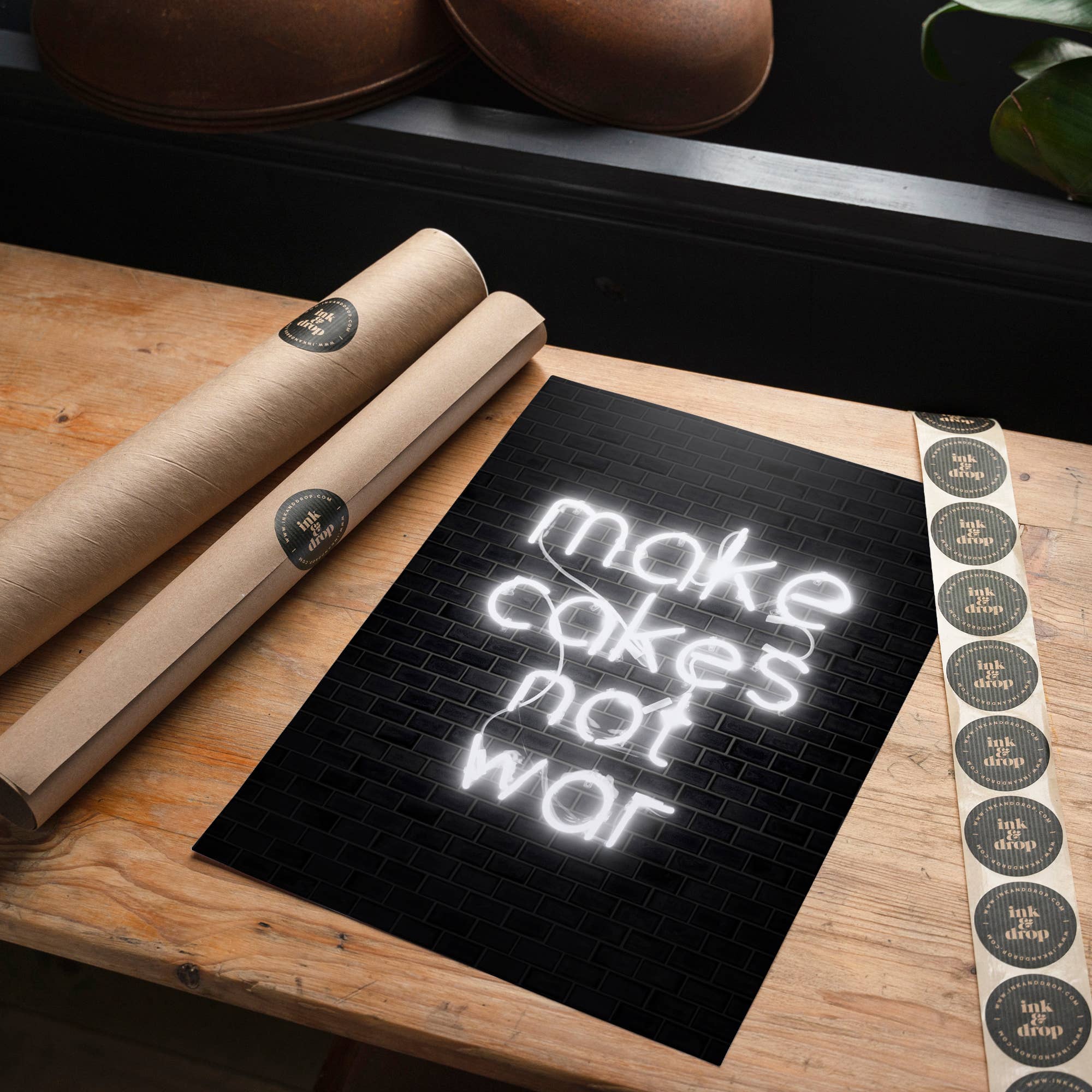 Ink & Drop - Vente Affiche d'art - Faire des gâteaux Blanc Imprimé Néon3