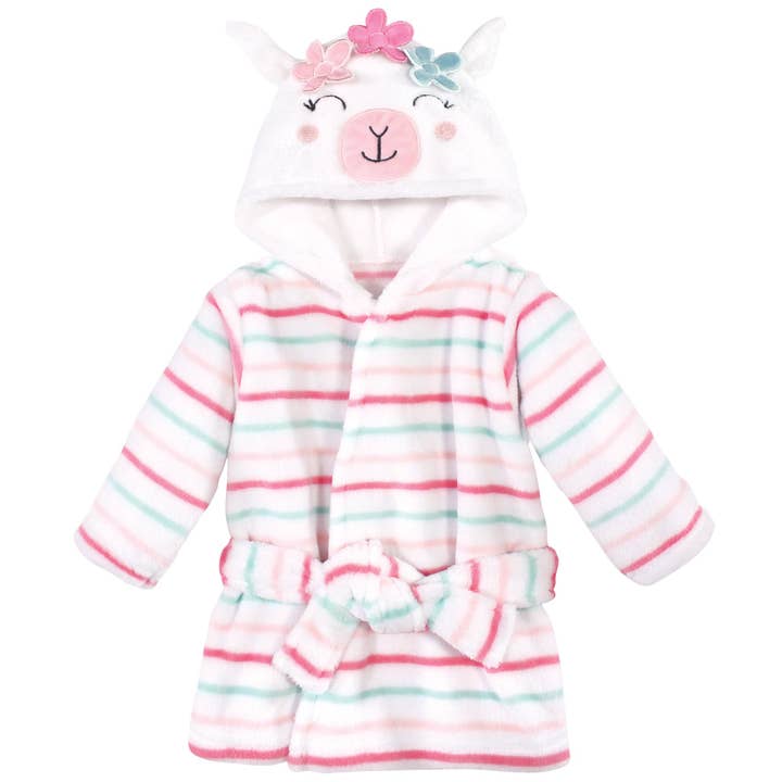 Hudson Baby Plush Animal Face Bathrobe, Flower Llama for wholesale by BabyVision