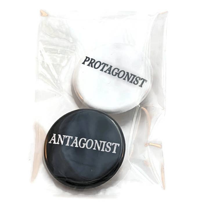 Antagonist/Huvudpersonen 1" Knapp Set om 2 för wholesale av Portland Button Works