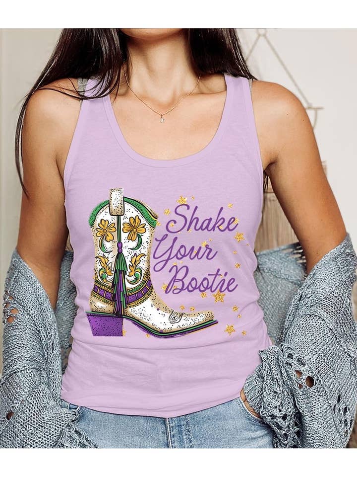 Mardi Gras Stiefel Grafik Racerback Tanktop für den Großhandel von COLORBEAR
