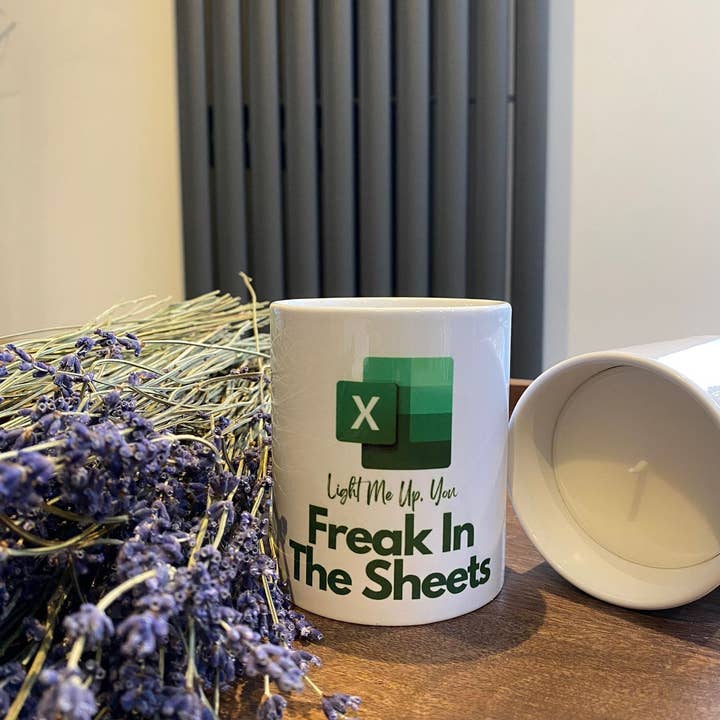 Light me up you freak in the sheets. Excel spreadsheet candle for wholesale by Giftieness