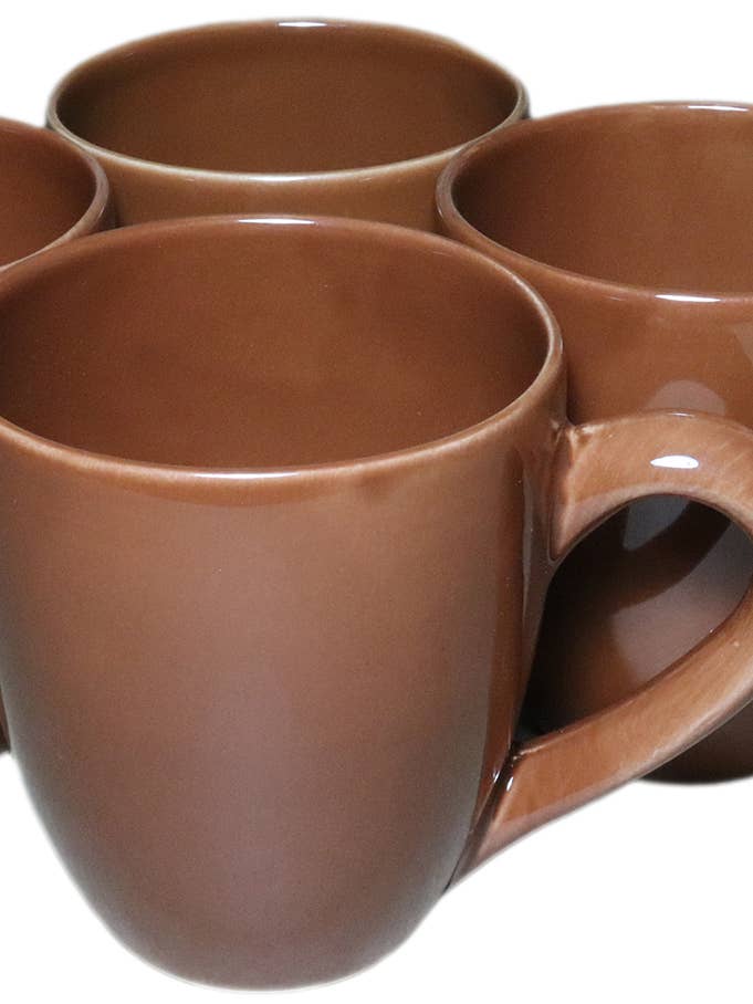 Kaffee-/Kaffeetasse aus Steingut, Solid Brown für den Großhandel von Le Souk Ceramique and Le Souk Olivique