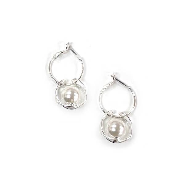 StarryNYC - Wholesale Hoop Earrings - Pearl Ball Beads Wired Dangle Ring Clip Hoop Earrings1