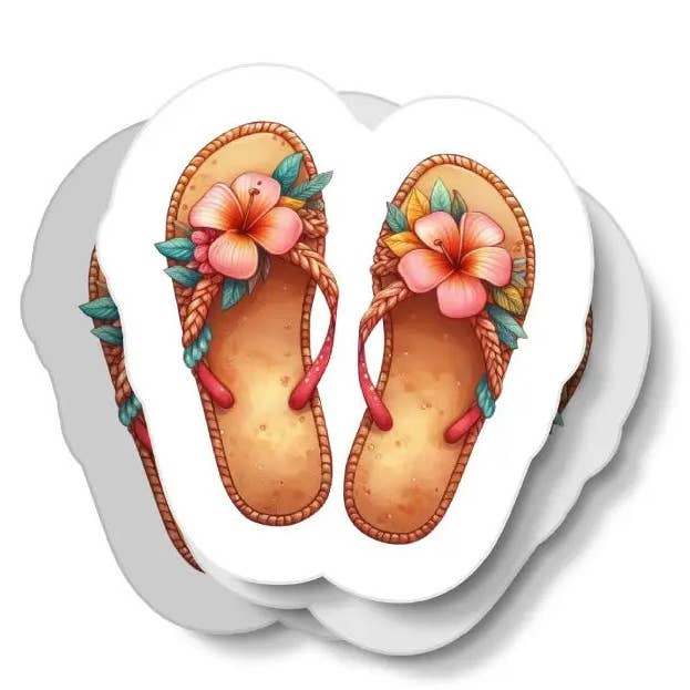 Blomst Flip Flop Vandtæt Klistermærke for engroshandel hos JE Creates