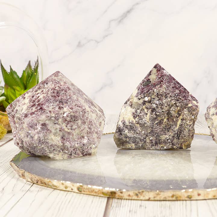 Natures Artifacts Inc - Venta al por mayor Piedras/cristales espirituales - Lepidolita Base Natural Pulida | Piedra Lepidolita