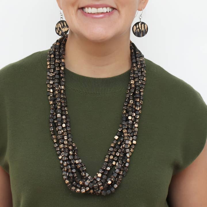 Gold Multi Strand Beaded Lacey Necklace for wholesale by Sylca Designs