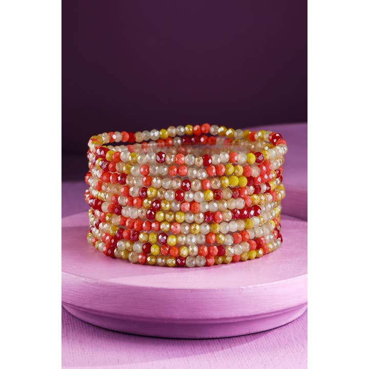 Urbanista - Vendita all'ingrosso Bracciale con perline - Bracciale elasticizzato con 10 pezzi di perline di vetro colorate6