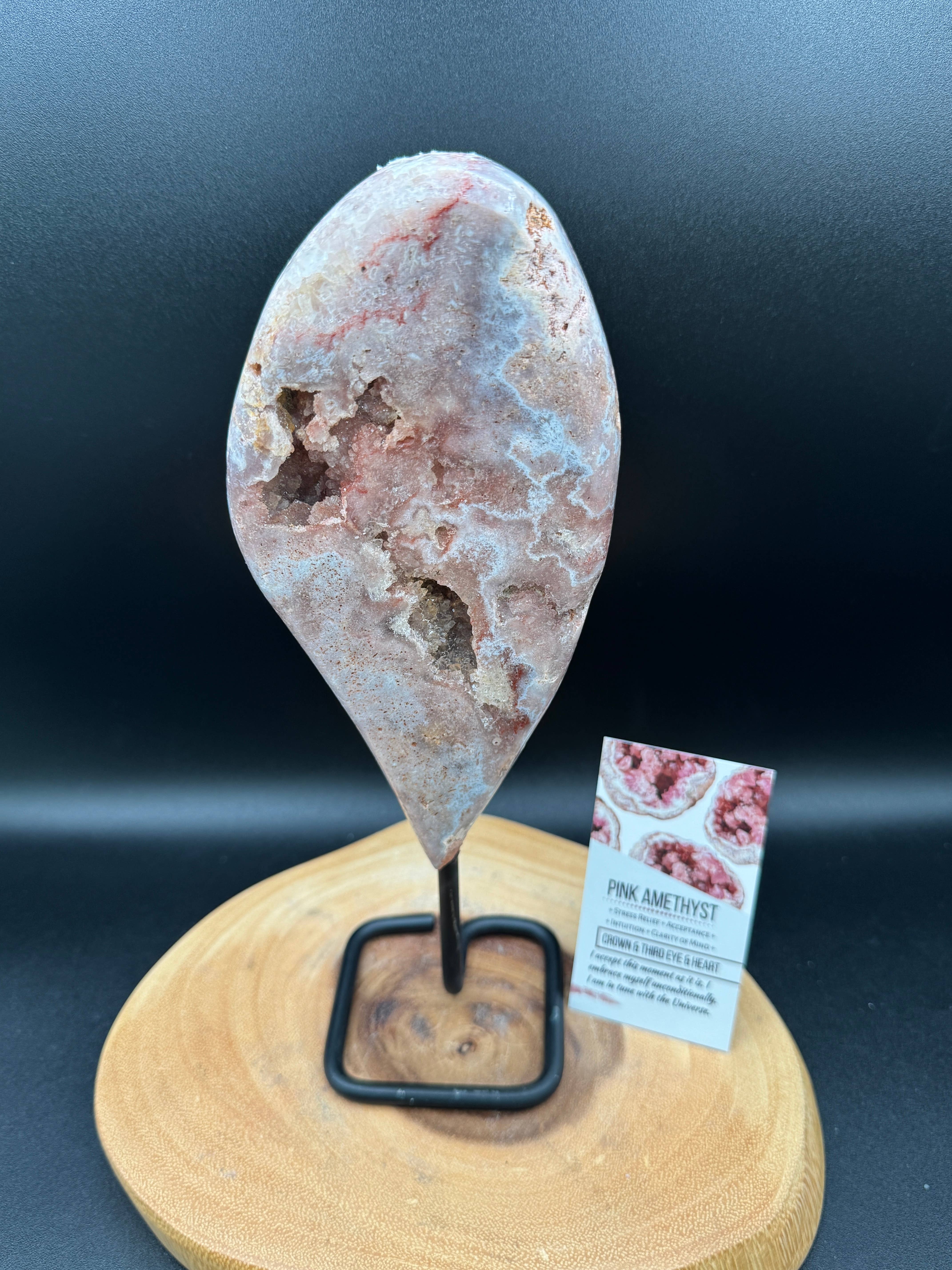 The 7 Directions - Wholesale Spiritual Stone/Crystal - Pink amethyst free form from Brazil w/ info card H2111