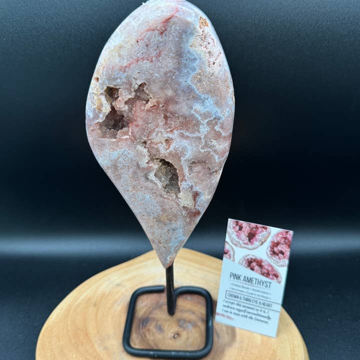 The 7 Directions - Wholesale Spiritual Stone/Crystal - Pink amethyst free form from Brazil w/ info card H2111