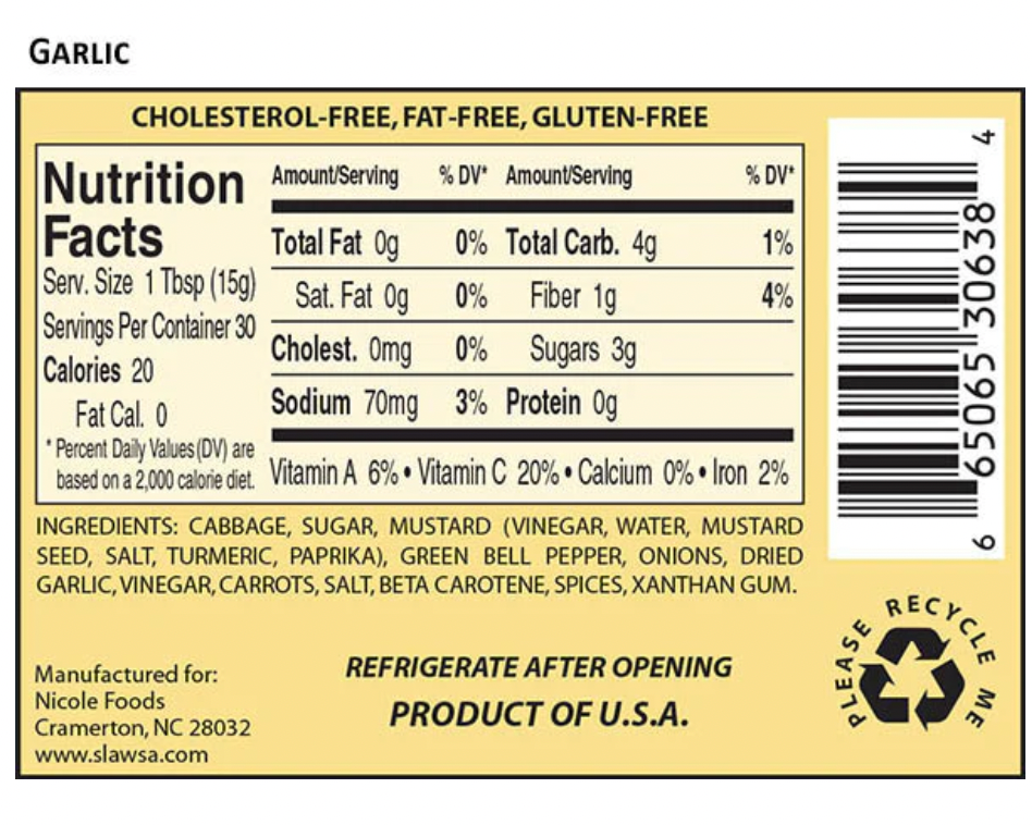 Slawsa - Wholesale Relish - Slawsa Garlic Gourmet Relish, 17.8 oz7