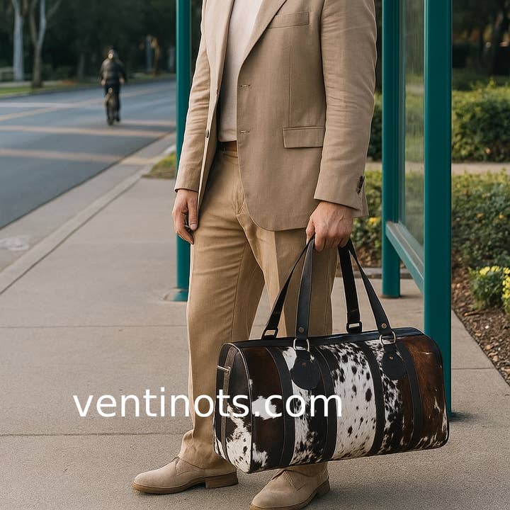 ventinots - Wholesale Weekender Bag - Women's - Chevramel Tan & Dark Coffee Cowhide Duffle Bags |Ventinots4