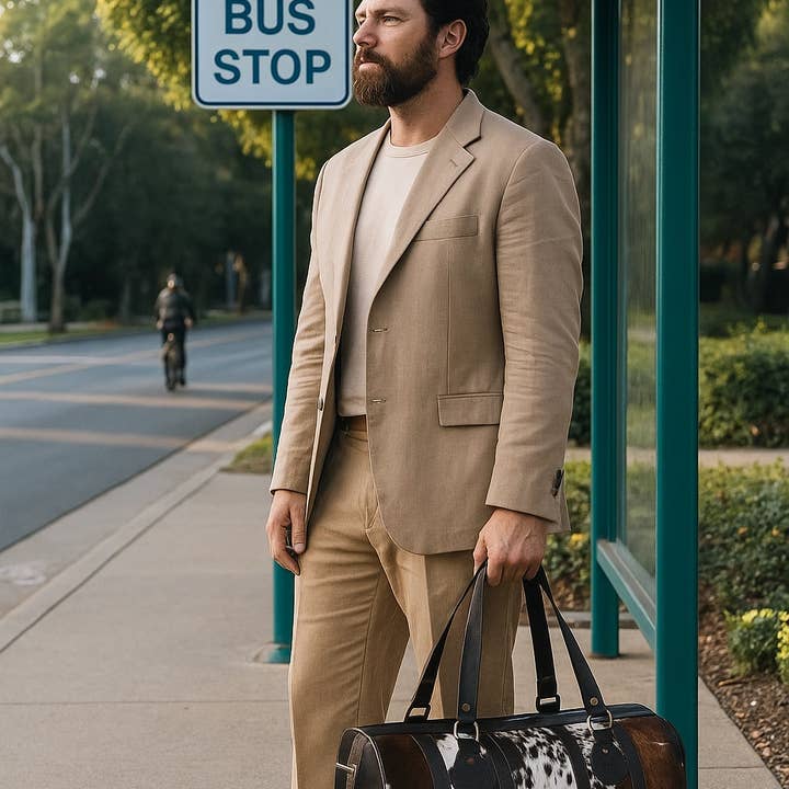 Genuine Chevramel Black & Tan Cowhide Duffle Bag |Ventinots for wholesale by ventinots